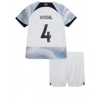 Liverpool Virgil van Dijk #4 Udebanesæt Børn 2022-23 Kortærmet (+ Korte bukser)